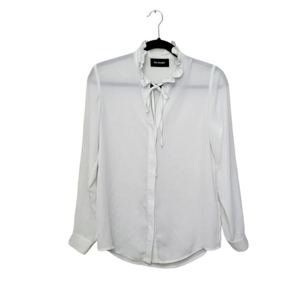 The Kooples White Ruffle Neck Blouse - Picture 1 of 5